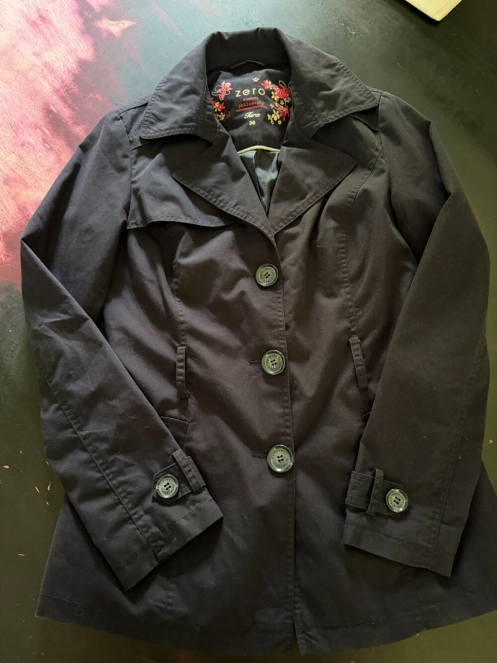 Womans Navy jacket size med. Zero brand